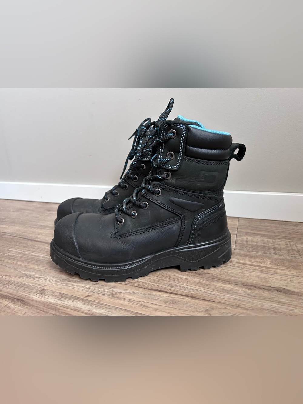 Dakota leather Black Work Boots with Blue Lining CSA steel toe workwear